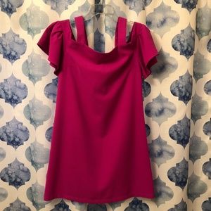 Sugarlips Hot pink dress with peek-a-boo shoulders